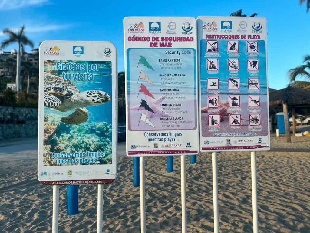 Cabo beaches warning flags and restrictions